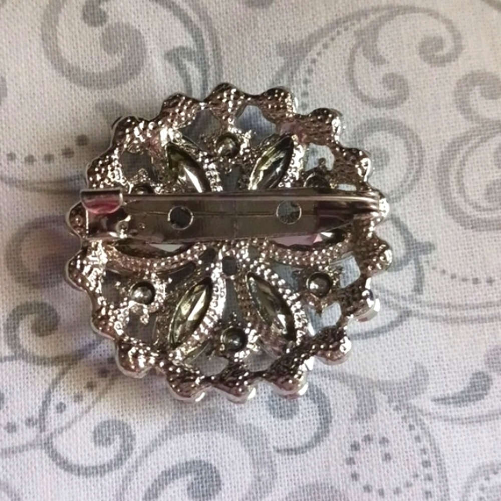 Silver Tone Rhinestone Brooch - Picture 3 of 4